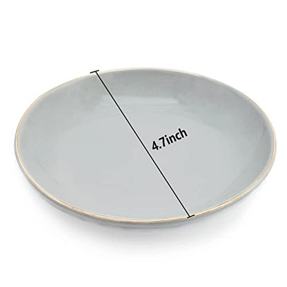 HANKOR 4.75" Ceramic Jewelry Tray, Small Ring Dish Holder Trinket Tray, Catch All Trays for Ring Earring Necklace Key, Christmas Gifts for Women Girls, Gray - color: Gray