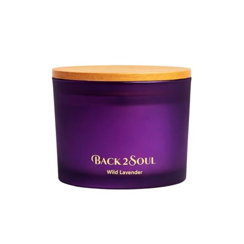 Wild Lavender Scented Candle for Home, Aromatherapy Soy Wax Candle, 3 Wooden Wicks, Long Lasting 50 Hour Burn, Home Fragrance Jar Candle, Gift for Women and Men, 13.4 Oz