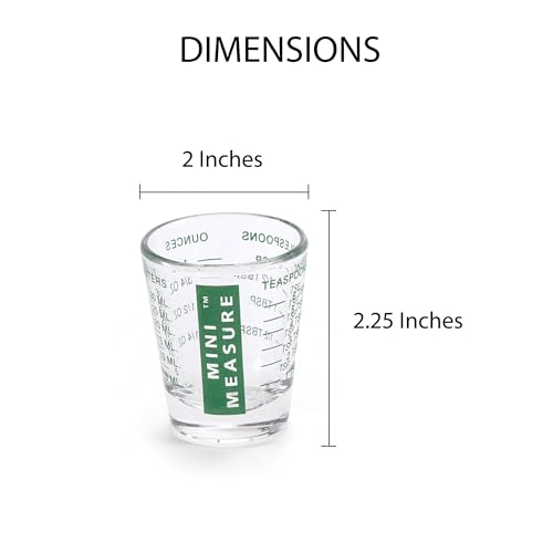 Kolder Mini Measure Heavy Glass, 20-Incremental Measurements Multi-Purpose Liquid and Dry Measuring Shot Glass, Red, Blue and Green, Set of 3 - color: Red, Blue and Green, size: Set of 3