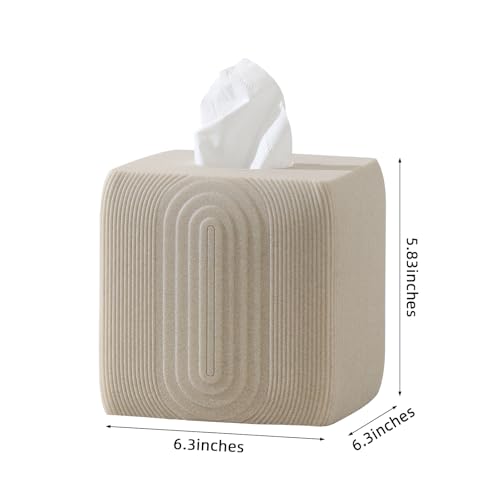 Tissue Box Cover Square, Sandstone Look, Special Texture, Beige | Modern,Facial Tissue Holder,Cube Toilet Paper Dispenser,for Bathroom Kitchen Bedroom Living Room Office Hotel Cafe Bar - color: Beige Strip