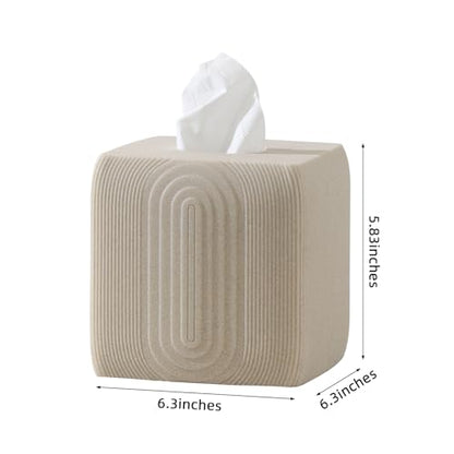 Tissue Box Cover Square, Sandstone Look, Special Texture, Beige | Modern,Facial Tissue Holder,Cube Toilet Paper Dispenser,for Bathroom Kitchen Bedroom Living Room Office Hotel Cafe Bar - color: Beige Strip