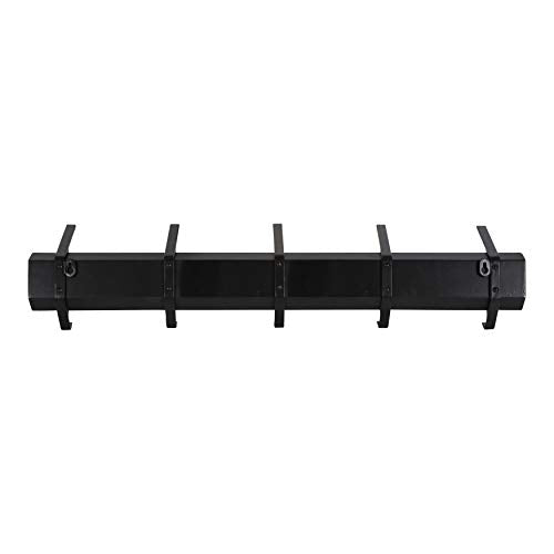 Kate and Laurel Rossmore Farmhouse 5-Hook Wall Hanging Coat Rack, Black, Modern Hanging Rack for Coats, Bags, Or Pots and Pans - color: Black