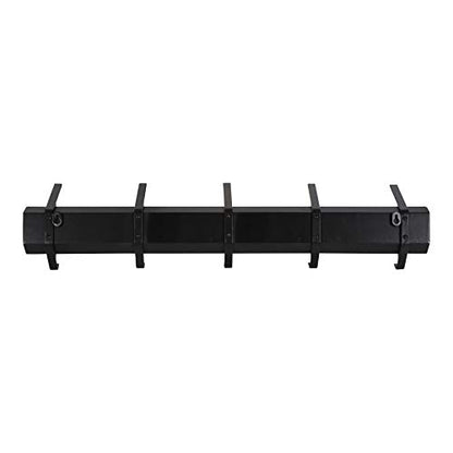 Kate and Laurel Rossmore Farmhouse 5-Hook Wall Hanging Coat Rack, Black, Modern Hanging Rack for Coats, Bags, Or Pots and Pans - color: Black