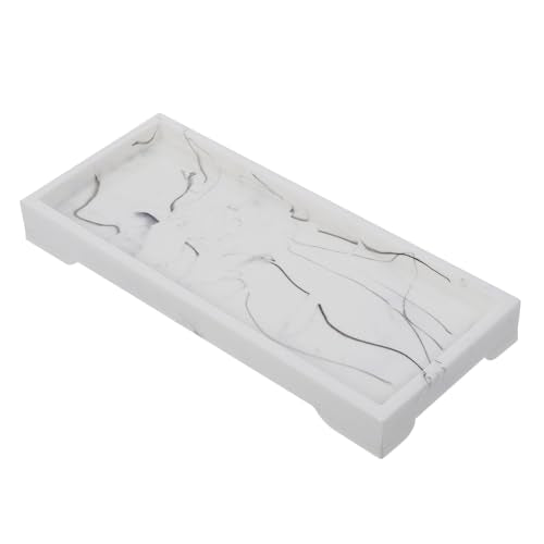 YARNOW Marble Design Composite Storage Tray for Bathroom and Home, White Vanity Tray with Cosmetics Storage Holder and Jewelry Organizer for Countertop Use