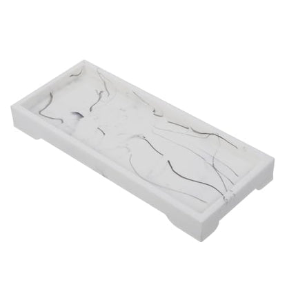 YARNOW Marble Design Composite Storage Tray for Bathroom and Home, White Vanity Tray with Cosmetics Storage Holder and Jewelry Organizer for Countertop Use