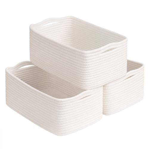 Goodpick 3-Pack Woven Storage Baskets for Organizing, 13 x 8 x 5 in | 13 x 8 x 5 in Empty Baskets for Shelves, Dog Toy Basket, Closet Baskets for Organizing, Empty Baskets for Gifts, White - color: White, size: Medium (13"L x 8"W x 5"H)