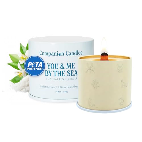 You & Me by the Sea Pet-Friendly Scented Candle – Sea Salt & Neroli Fragrance - Coconut Soy Wax Candle with Wooden Wick, Approx. 50-Hour Burn Time, Made in USA, 11.8 oz - color: You & Me by The Sea
