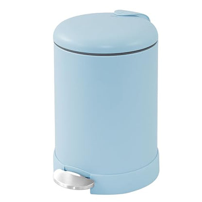 Glad Small Trash Can, 1.2 Gallon | Round Stainless Steel Garbage Bin with Soft Close Lid & Step Foot Pedal | Metal Waste Basket with Removable Inner Bucket, Blue - color: Blue
