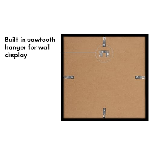 Americanflat 12x12 Picture Frame 5-Pack - Slim Molding - Black | Polished plexiglass front, sawtooth hangers included, secure turn-tab backing, fits photos, posters and art - color: Black, size: 12x12