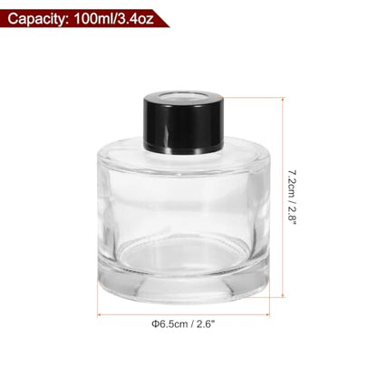 HARFINGTON 100ml/3.4oz Empty Glass Diffuser Bottle 2.8" x 2.6" Refillable Fragrance Accessories Aromatherapy Jar Container for Replacement Reed Diffuser DIY Home Bathroom Transparent - size: 3.4 Ounces