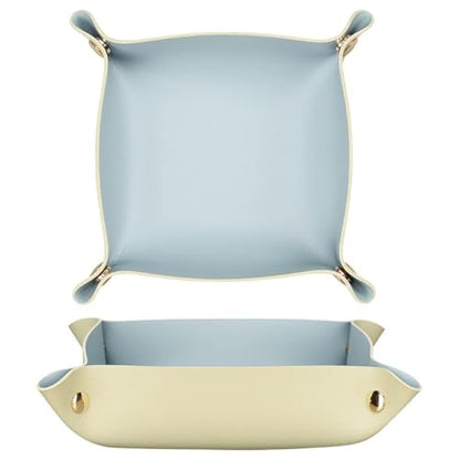 2 pcs Key Tray Jewelry Tray Leather Valet Tray for entryway Table Leather Desk Organizer Catch All Trays Candy Holder Sundries Tray Desk Catchall Travel Dish Plate (Blue) - color: Blue