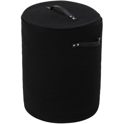 16"x20" Extra Large Cotton Rope Basket with Zipper Lid, Woven Laundry Hamper and Blanket Storage Basket, Round Clothes Bin for Living Room Bedroom, Black - color: All Black