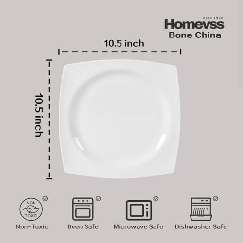 HomeVss, New Bone China Dinnerware Set, Rim Square Shape, 16pc Set - color: Square Rim, size: Service for 4 - 16pc Set