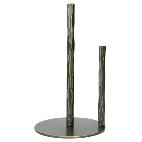 BEGINS Hand-Forged Paper Towel Holder, Kitchen Vintage Black Paper Towel Stand Holder, Heavy Duty Solid Metal Countertop Roll Paper Organizer (Green) - color: Green