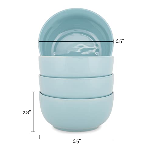 Elanze Designs Bistro Glossy Ceramic 6.5 inch Dinnerware Bowls Set of 4 - Perfect for Everyday uses from Soup, Pasta, Salad, Cereal, Ice cream, Ramen and Pho, Ice Blue - color: Ice Blue, style: 6.5 inch Soup