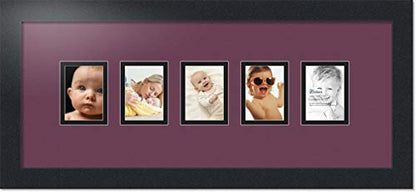 ArtToFrames Collage Photo Frame Double Mat with 5-2.5x3.5 Openings with Satin Black Frame and Ruby mat. - color: Ruby, size: 2.5x3.5