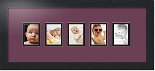 ArtToFrames Collage Photo Frame Double Mat with 5-2.5x3.5 Openings with Satin Black Frame and Ruby mat. - color: Ruby, size: 2.5x3.5
