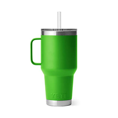 YETI Rambler 35 oz Tumbler with Handle and Straw Lid, Travel Mug Water Tumbler, Vacuum Insulated Cup with Handle, Stainless Steel, Canopy Green - color: Canopy Green, style: 35oz