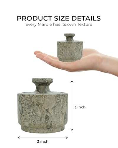 Natural Marble Salt Cellar With Lid - Stone Salt Container And Stone Salt Holder, Spice Jars for Counter, Candy Jar & Spice Jar, Oceanic - color: Marble Candy Jar - Oceanic