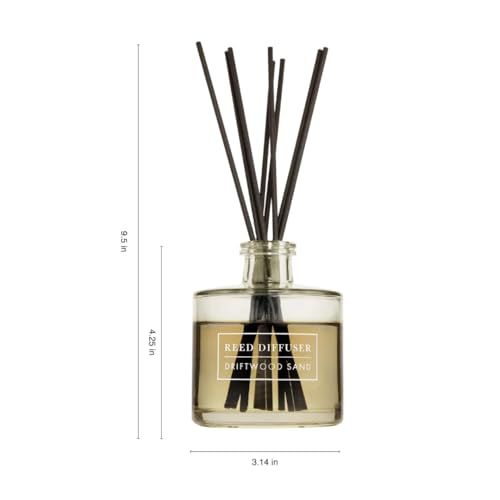 Bellevue Reed Diffuser, 6 fl oz Glass Filled Diffuser, Highly Concentrated Fragrances with Essential Oils, Home Fragrance, Scent:Driftwood Sand (Pack of 2) - size: PACK OF 2