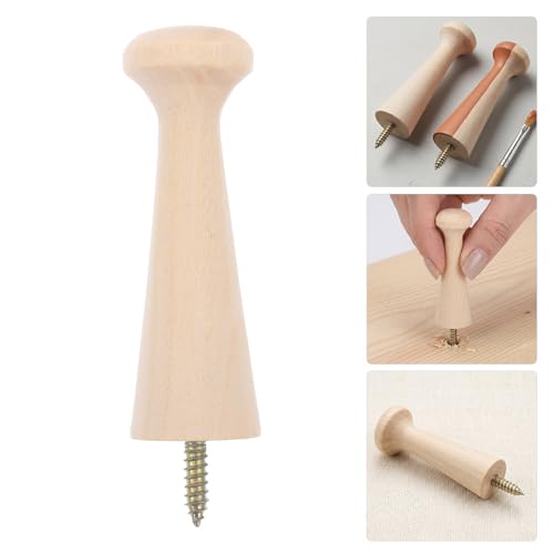 14pcs Khaki Wood Hanging Hooks with Spiral Shape, No Drilling Install and Adaptable Design, for Entryways and Room, Minimal Nordic Style Coat and Hat Hangers