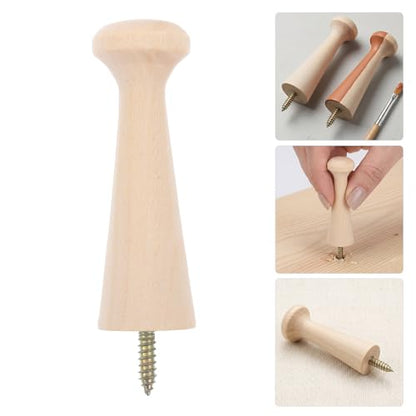 14pcs Khaki Wood Hanging Hooks with Spiral Shape, No Drilling Install and Adaptable Design, for Entryways and Room, Minimal Nordic Style Coat and Hat Hangers