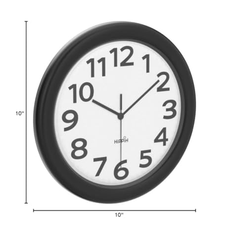10 Inch Wall Clock, 2Pack Silent Non Ticking Battery Operated Clocks | Black Analog Clock| Living Room, Office, Classroom, Bedroom, Kitchen, Bathroom| Modern Simple Style | Easy to Read | Accurate - color: With Black Second Hand, size: 10 inches
