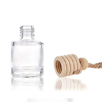 10 Packs Car Hanging Diffuser Empty Glass Perfume Bottles Air Freshener Diffuser Bottle Pendant Oil Fragrance Aromatherapy Bottle Ornament Decor (round)