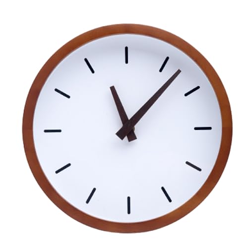 Driini Modern Mid Century Wood Analog Wall Clock (12") - Battery Operated with Silent Sweep Movement - Small Decorative Wooden Clocks for Bedrooms, Bathroom, Kitchen, Living Room, or Office - size: 12"