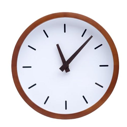 Driini Modern Mid Century Wood Analog Wall Clock (12") - Battery Operated with Silent Sweep Movement - Small Decorative Wooden Clocks for Bedrooms, Bathroom, Kitchen, Living Room, or Office - size: 12"