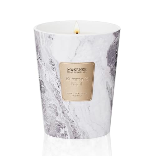 M&SENSE Summer Night Scented Soy Candle, 3 Wick Highly Scented 14.1 Oz 75H, Aromatherapy Christmas Gift for Women and Men - color: SummerNight, size: Medium