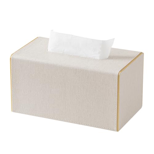Linen Tissue Box Cover Rectangle with Magnetic Closure, Extra Large | 4 Different Sizes, PU Leather Tissue Box Cover, Decorative Rectangular Tissue Holder for Bathroom Nightstand Car Office - size: Extra Large – Fits Tissue Boxes Up to 4.7" Tall