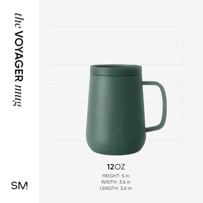 Simple Modern Voyager Signature Mug | Travel Coffee Tumbler with 360° Lid and Handle | Ceramic-Lined Insulated Stainless Steel Iced Cold Brew Cup | 12oz, Forest - color: -Forest