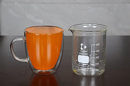 19 oz Double Wall Glass Coffee Mug, Borosilicate Clear Tea Cup with Handle | Large Latte Cappuccino Espresso