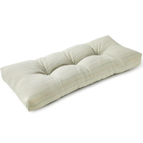 SUNROX LokGrip Non Slip Tufted Memory Foam Bench Cushion, FadeShield Water Resistant Durable Thicken Outdoor/Indoor Bench Seat Pads 36x14x4 inch, Seaside Breeze - color: Seaside Breeze, size: 36x14 Inch (Pack of 1)