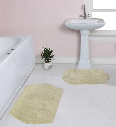 Home Weavers 100% Cotton Tufted Waterford Collection, Extra Soft and Absorbent Bath Rugs, Machine Washable Bath Mats for Bathroom, 2 Piece Set(M+L), Green - color: Green, size: 2 Piece Set(M+L)