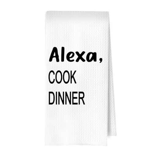 Hostess Gifts Decorative Kitchen Towel - Cook Dinner Decorative Waffle Dish Towels, Funny Hostess Gifts Hand Towels, Funny Housewarming Gift Tea Towel, 16×24 Inches - color: Cook Dinner