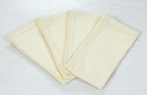 ACCENTHOME Cream Cloth Napkins Set of 6 18x18 inch Cotton Dinner Napkins - Washable Soft Premium Hotel Quality Reusable Napkins Perfect Table Napkins for Family Dinners, Weddings & Everyday Use | Cotton Linen Blend Napkins, Machine Wash On Gentle Cycle, E