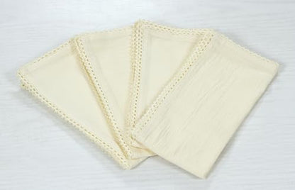 ACCENTHOME Cream Cloth Napkins Set of 6 18x18 inch Cotton Dinner Napkins - Washable Soft Premium Hotel Quality Reusable Napkins Perfect Table Napkins for Family Dinners, Weddings & Everyday Use | Cotton Linen Blend Napkins, Machine Wash On Gentle Cycle, E