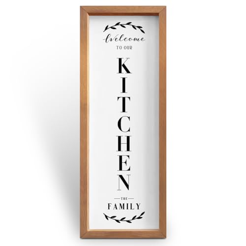 Welcome Sign for Front Door Kitchen Decor Rustic Country Style Wooden Framed Kitchen Sign Decorative Farmhouse Wall Hanging Home Office Dining Room Pantry Hallway Accessories Decoration - color: Multi954