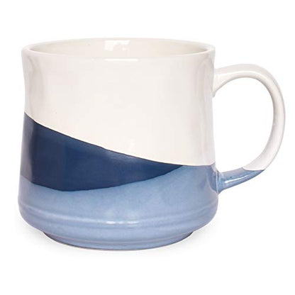 Bosmarlin Large Stoneware Coffee Mug, Big Tea Cup for Office and Home, 21 Oz, Dishwasher and Microwave Safe, 1 PCS (Geometry-Blue) - color: Geometry-Blue