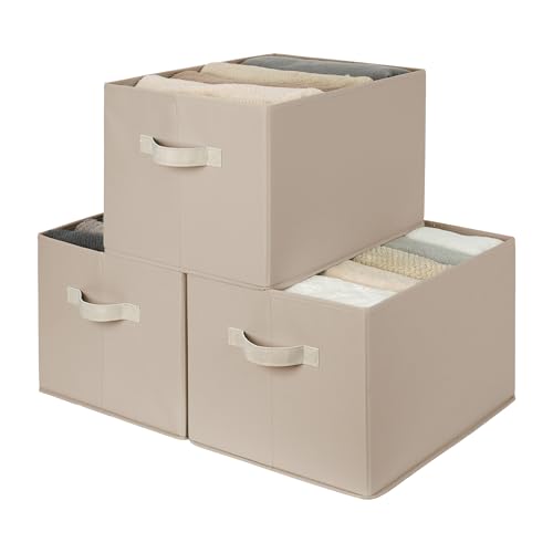 StorageWorks Storage Baskets for Shelves, Light Brown, Extra Large, 3-Pack | Closet Storage Bins, Closet Organization and Storage Bins, Fabric Organizer Baskets for Clothes - color: Light Brown, size: Extra Large