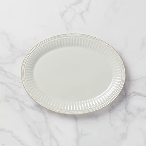 Lenox French Perle Groove White Stoneware Serving Platter | dishwasher safe, microwave safe | for appetizers or entrees | entertaining, food tray, gift for women - style: Platter