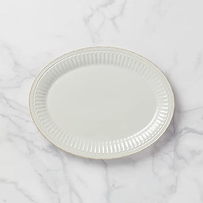 Lenox French Perle Groove White Stoneware Serving Platter | dishwasher safe, microwave safe | for appetizers or entrees | entertaining, food tray, gift for women - style: Platter
