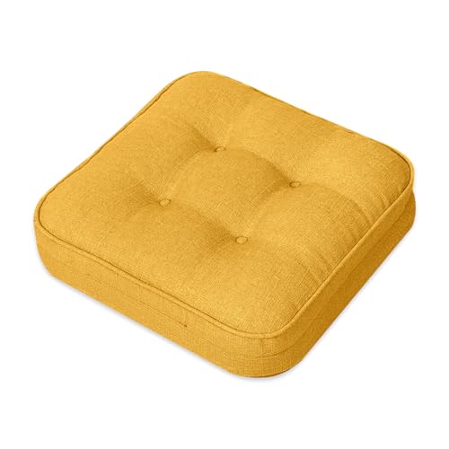 GOFORIT Memory Foam Cushion，Square Seat Cushions for Dining Chairs,Non-Slip Chair Pads with Removable Cover, 16'' x 16'', Yellow - color: Yellow