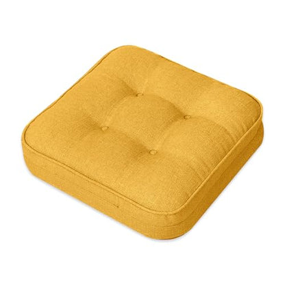 GOFORIT Memory Foam Cushion，Square Seat Cushions for Dining Chairs,Non-Slip Chair Pads with Removable Cover, 16'' x 16'', Yellow - color: Yellow