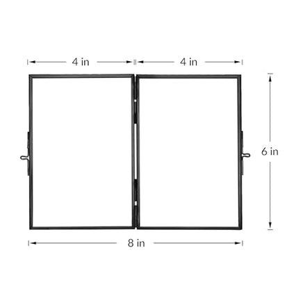 REDHUGO Glass Pressed Flower Frame Handmade, Rectangle, Black, 4×6 Inches | Hinged Double Press Flower Frame, Tabletop Brass Photo Frames, Rectangle Dried Flowers Display Folding Frames for Home - color: Black, size: 4L" x 6W"
