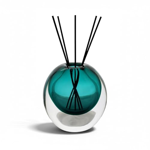 Teal Glass Vase, DIY Empty Reed Diffuser Bottle for Essential Oils, 200mL, Aromatherapy, Modern Home Decor - color: Teal