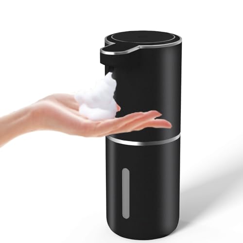Automatic Soap Dispenser – Touchless Foaming Soap Dispenser 400ml USB Rechargeable Dispenser Electric Wall Mounted 4levels Adjustable Foam Dispenser Pump for Bathroom Kitchen Dish Soap(Black) - color: Black, style: Foam