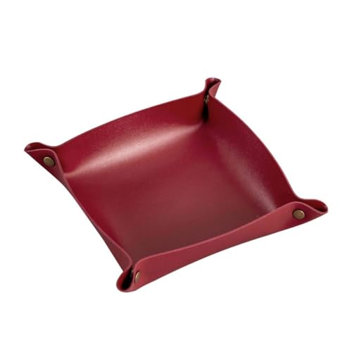 Key Tray Leather Key Holder Bowl for Entryway Table, Key Perfume Jewelry Dish Trays for Entryway Table Home Decoration Porch Ornaments PU Coin Change Watches and Candy Trays (Red,Small) - color: Red, size: Small